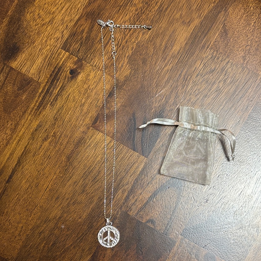 Silver Peace Sign Necklace